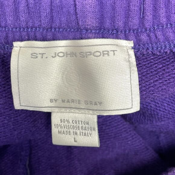 St. John Sport Marie Gray Pull On Pants Sweatpants Size Large Purple M275 -13 - Picture 9 of 16